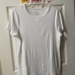 Time and Tru White Short-Sleeve Crewneck Tee — Slim Fit